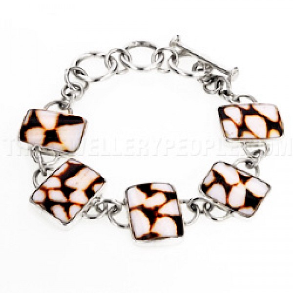 Lettercone Shell & Silver Bracelet - SL011