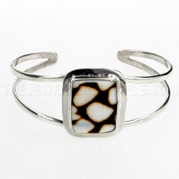 Lettercone Shell & Silver Bangle - SL062