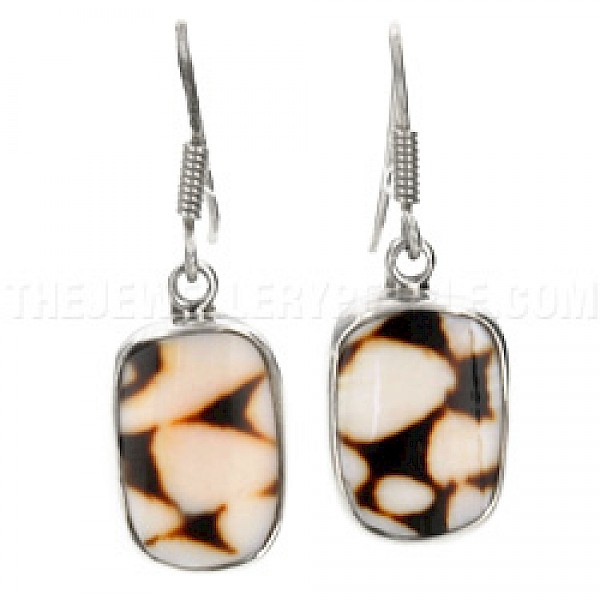 Lettercone Shell & Silver Earrings