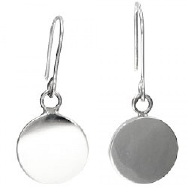 Disc Drop Silver Earrings - 15mm Wide - ES123