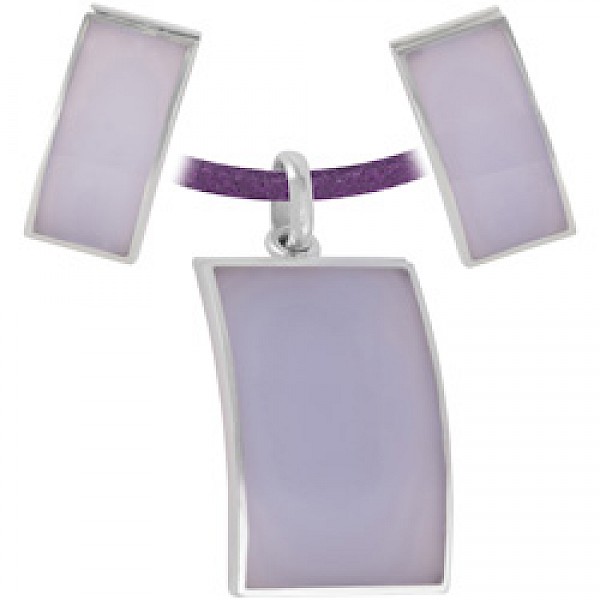 Lilac Curved Earrings & Suede Necklace Set