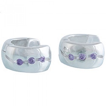 Lilac CZ Silver Earrings