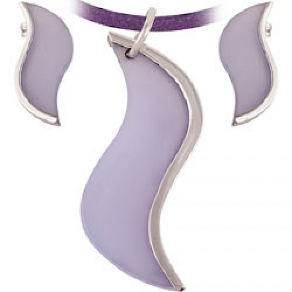 Lilac Wave Earrings & Suede Necklace Set