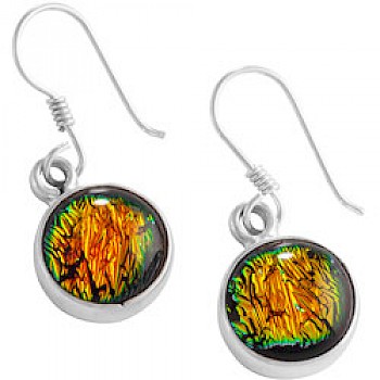 Lime & Orange Dichroic Glass Earrings