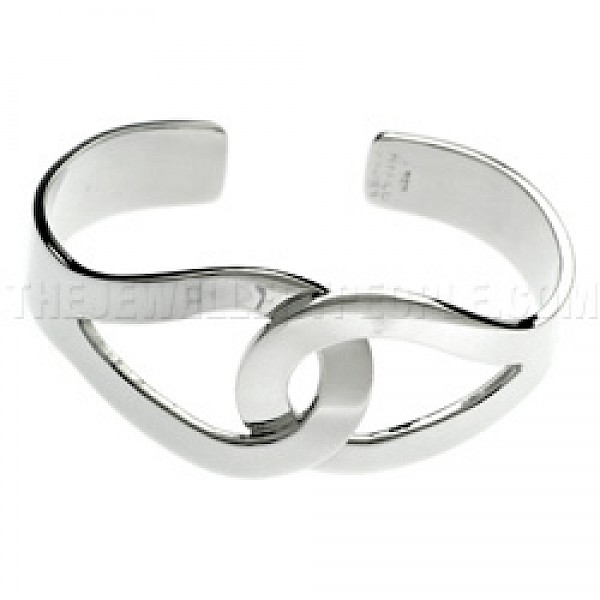 Linked Loops Silver Bangle - 30mm Wide